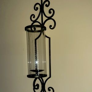 Wall rustic iron glass wall candle holder sconces..
